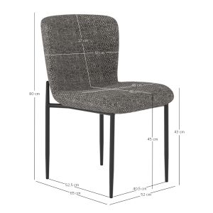 Dining chair Obsession Sm18101.02 Gray fabric - black metal 52.5x63x79cm