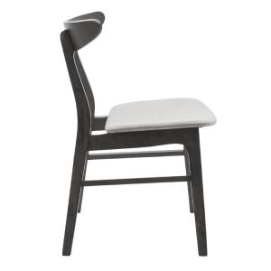 Dining chair Orlean solid rubber wood gray textile upholstery