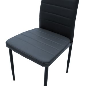 Parker dining chair made of high-quality artificial leather Pu anthracite color with black metal legs 42x48x98cm