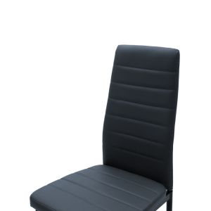 Parker dining chair made of high-quality artificial leather Pu anthracite color with black metal legs 42x48x98cm