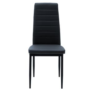 Parker dining chair made of high-quality artificial leather Pu anthracite color with black metal legs 42x48x98cm