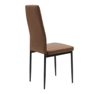 Parker dining chair made of high-quality artificial leather Pu cappuccino color with black metal legs 42x48x98cm
