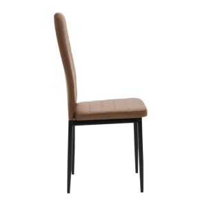 Parker dining chair made of high-quality artificial leather Pu cappuccino color with black metal legs 42x48x98cm