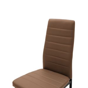 Parker dining chair made of high-quality artificial leather Pu cappuccino color with black metal legs 42x48x98cm