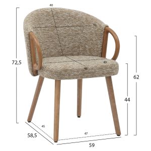 Dining chair Rig .01 beech legs in lime-beige fabric 59x58.5x72.5hcm Hm9979