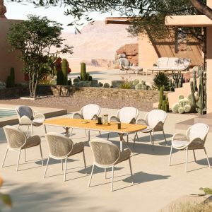 Dining chair Riven Sm6396.01, aluminum, ivory color, with rope, beige, 62x69x82h