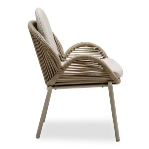 Dining chair Riven Sm6396.01, aluminum, ivory color, with rope, beige, 62x69x82h