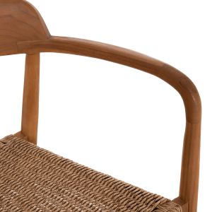 Dining chair Robby Hm18350 made of teak wood and wicker rope in natural colors 55x50x71cm.