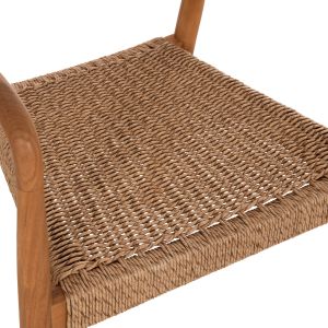 Dining chair Robby Hm18350 made of teak wood and wicker rope in natural colors 55x50x71cm.