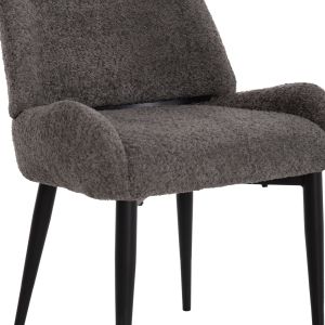 Dining chair Sarky Hm8585.11, gray fabric, bouclé, black metal legs, 56x64x88cm.