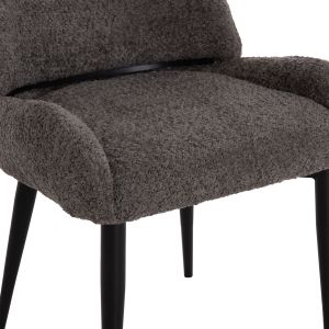 Dining chair Sarky Hm8585.11, gray fabric, bouclé, black metal legs, 56x64x88cm.