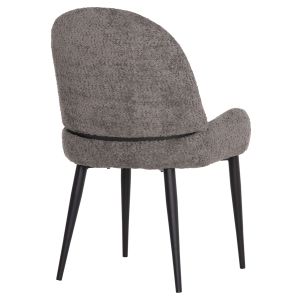 Dining chair Sarky Hm8585.11, gray fabric, bouclé, black metal legs, 56x64x88cm.