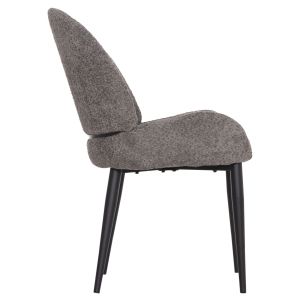 Dining chair Sarky Hm8585.11, gray fabric, bouclé, black metal legs, 56x64x88cm.