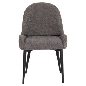 Dining chair Sarky Hm8585.11, gray fabric, bouclé, black metal legs, 56x64x88cm.