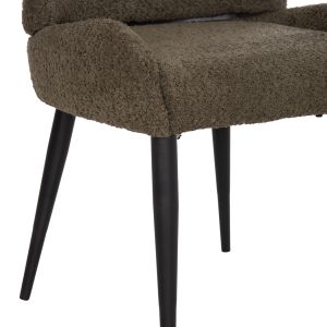 Dining chair Sarky Hm8585.13 bouclé green fabric - black metal legs 56x64x88cm.