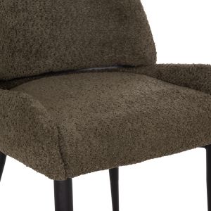 Dining chair Sarky Hm8585.13 bouclé green fabric - black metal legs 56x64x88cm.