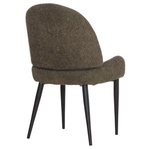 Dining chair Sarky Hm8585.13 bouclé green fabric - black metal legs 56x64x88cm.