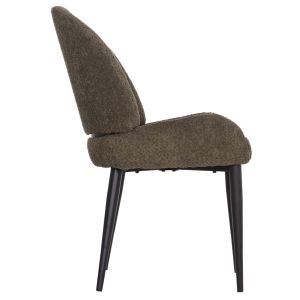 Dining chair Sarky Hm8585.13 bouclé green fabric - black metal legs 56x64x88cm.