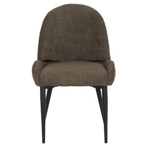 Dining chair Sarky Hm8585.13 bouclé green fabric - black metal legs 56x64x88cm.
