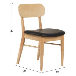 Dining chair Sekor .01 rubber wood-black Pu 50x50x80hcm Hm9945