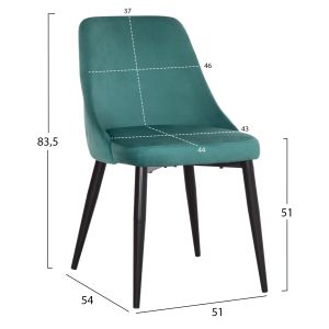 Dining chair Serenity Hm8527.13 mint velvet-black metal legs 51x54x83.5hcm.