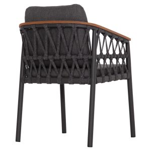Dining chair Stream Hm6427.01 dark gray aluminum strap with rope and olefin fabric 59x63x85cm.