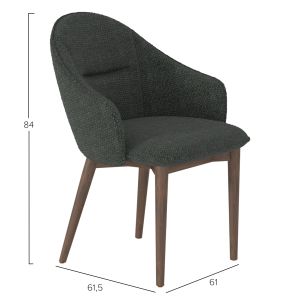 Dining chair Swaive Horizon Sm18102.01 dark gray textile - walnut ash legs 61x61.5x84cm.
