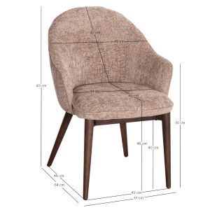 Dining chair Swaive Horizon Sm18102.02 beige fabric - walnut ash legs 61x61.5x84cm.