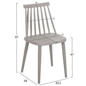 Vanessa Grey dining chair with metallic Grey legs 42.5x44x81hcm Hm8052