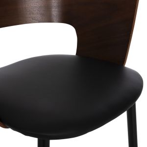 Трапезен стол Velp дърво цвят орех - черни метални крака - Pu кожа 55,5x50x79hcm Hm9616,03