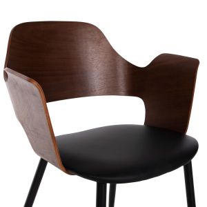 Трапезен стол Velp дърво цвят орех - черни метални крака - Pu кожа 55,5x50x79hcm Hm9616,03