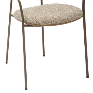 Dining chair Vikki .01 metal in antique copper-white wash plywood-beige fabric 54x54x75.5hcm Hm9980