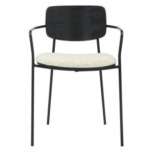 Dining chair Vikki .02 metal and plywood in black-ecru fabric 54x54x75.5hcm Hm9980