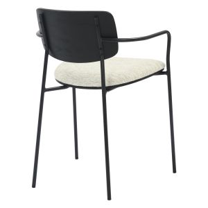 Dining chair Vikki .02 metal and plywood in black-ecru fabric 54x54x75.5hcm Hm9980