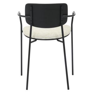 Dining chair Vikki .02 metal and plywood in black-ecru fabric 54x54x75.5hcm Hm9980