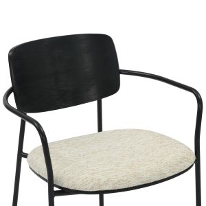 Dining chair Vikki .02 metal and plywood in black-ecru fabric 54x54x75.5hcm Hm9980
