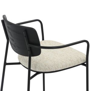 Dining chair Vikki .02 metal and plywood in black-ecru fabric 54x54x75.5hcm Hm9980