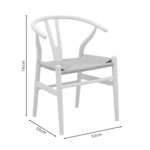 Wishbone dining chair white rubber wood-natural rope 53x55x76cm