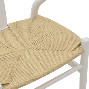 Wishbone dining chair white rubber wood-natural rope 53x55x76cm
