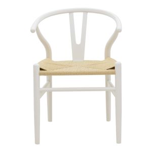 Wishbone dining chair white rubber wood-natural rope 53x55x76cm