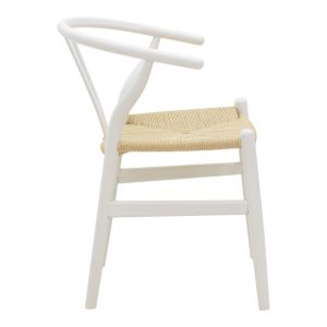 Wishbone dining chair white rubber wood-natural rope 53x55x76cm