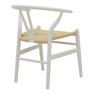 Wishbone dining chair white rubber wood-natural rope 53x55x76cm