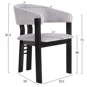 Dining chair Zarra wood in black-light gray lady 55.5x59x81.5hcm Hm9970