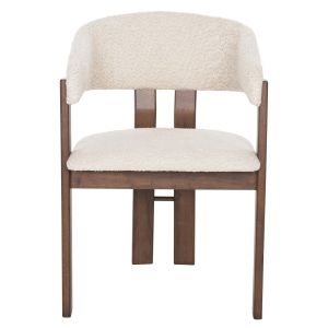 Dining chair Zarra walnut-ecru boucle wood 55.5x59x81.5hcm Hm9970