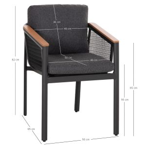 Dining chair Zefyr Sm6500.01 dark gray aluminum - mesh fabric 56.5x60.5x71.5h