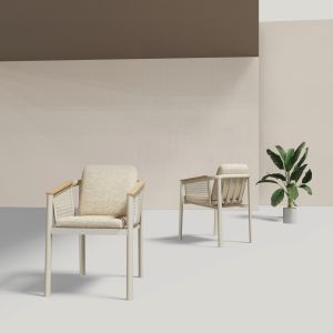 Dining chair Zefyr Sm6500.02 beige aluminum and mesh fabric 56.5x60.5x71.5h