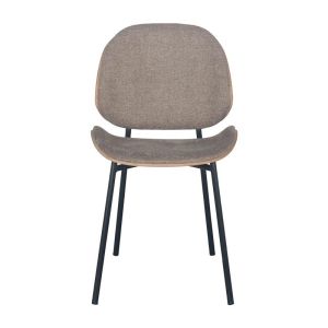 Dining chair, beige textile with black metal legs, 46x54.5x81.5cm