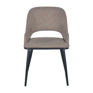 Dining chair, beige textile with black metal legs, 48x59x77cm