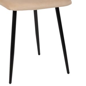 Dining chair beige velvet and black metal legs Latrell Hm8587,05 43x54x88cm