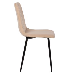 Dining chair beige velvet and black metal legs Latrell Hm8587,05 43x54x88cm